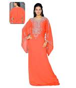 Coral Georgette Embroidered Zari_Work Islamic Kaftans