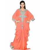 Coral Georgette Embroidered Zari_Work Islamic Kaftans