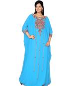 Sky Blue Georgette Embroidered Zari_Work Islamic Kaftans