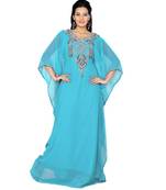 Sky Blue Georgette Embroidered Zari_Work Islamic Kaftans
