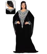 Black Georgette Embroidered Zari_Work Islamic Kaftans