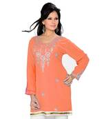 Coral Georgette Embroidered Zari_Work Islamic Tunics