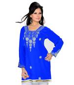 Royal Blue Georgette Embroidered Zari_Work Islamic Tunics