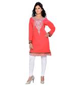 Coral Georgette Embroidered Zari_Work Islamic Tunics