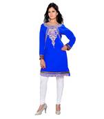 Royal Blue Georgette Embroidered Zari_Work Islamic Tunics