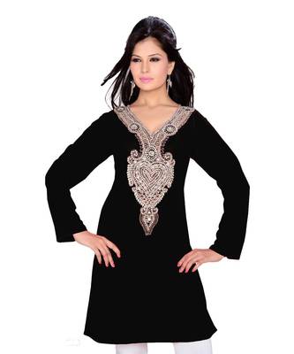 Black Georgette Embroidered Zari_Work Islamic Tunics 1