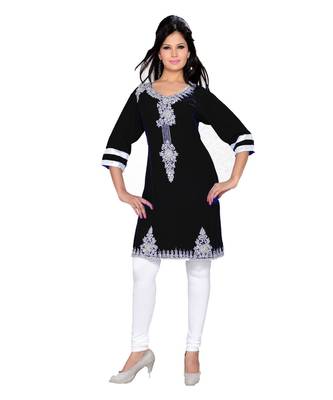Black Georgette Embroidered Zari_Work Islamic Tunics 1