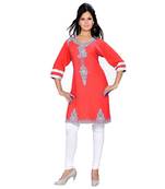 Coral Georgette Embroidered Zari_Work Islamic Tunics
