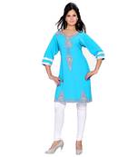 Sky Blue Georgette Embroidered Zari_Work Islamic Tunics