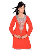 Coral Georgette Embroidered Zari_Work Islamic Tunics
