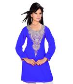 Royal Blue Georgette Embroidered Zari_Work Islamic Tunics