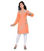 Coral Georgette Embroidered Zari_Work Islamic Tunics