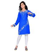 Royal Blue Georgette Embroidered Zari_Work Islamic Tunics