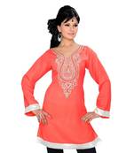 Coral Georgette Embroidered Zari_Work Islamic Tunics