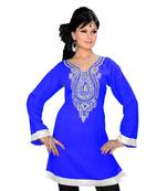 Royal Blue Georgette Embroidered Zari_Work Islamic Tunics