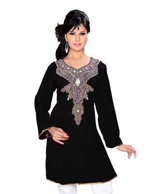 Black Georgette Embroidered Zari_Work Islamic Tunics 1