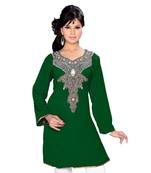 Bottle Green Georgette Embroidered Zari_Work Islamic Tunics