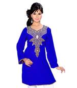 Royal Blue Georgette Embroidered Zari_Work Islamic Tunics