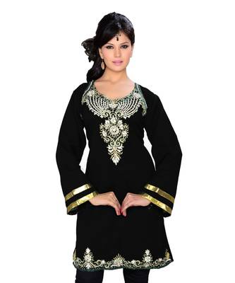 Black Georgette Embroidered Zari_Work Islamic Tunics 1