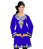 Royal Blue Georgette Embroidered Zari_Work Islamic Tunics