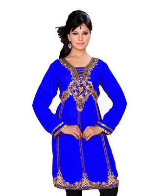 Royal Blue Georgette Embroidered Zari_Work Islamic Tunics 1