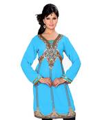 Sky Blue Georgette Embroidered Zari_Work Islamic Tunics