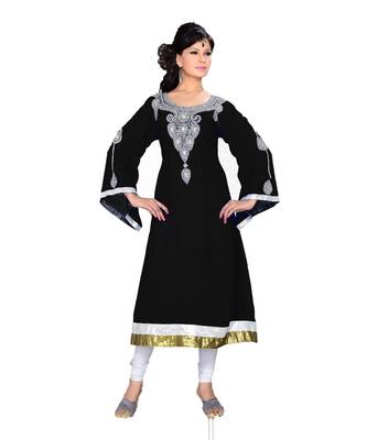Black Georgette Embroidered Zari_Work Islamic Tunics 1