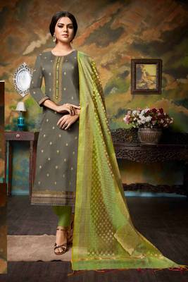 Grey embroidered crepe salwar 1