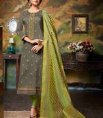 Grey embroidered crepe salwar