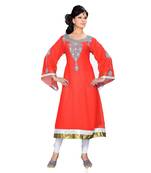 Coral Georgette Embroidered Zari_Work Islamic Tunics