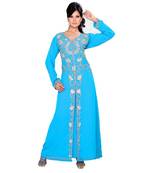 Sky Blue Georgette Embroidered Zari_Work Islamic Kaftans