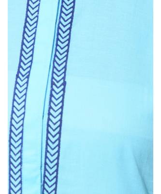 Turquoise Plain Cotton Stitched Kurti 4