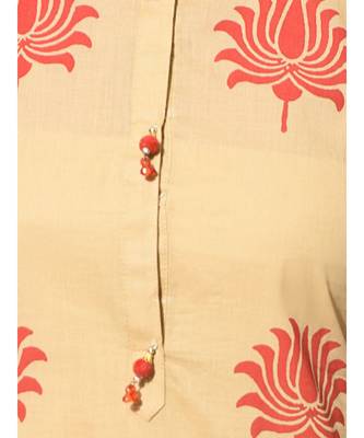 Beige Plain Cotton Stitched Kurti 4