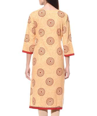 Beige Plain Cotton Stitched Kurti 2