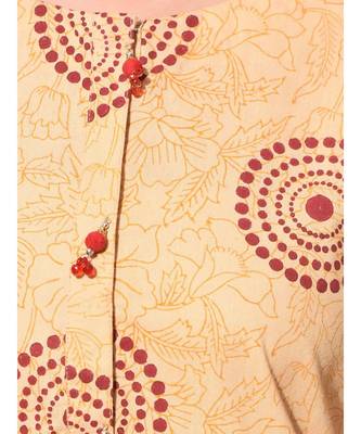 Beige Plain Cotton Stitched Kurti 4