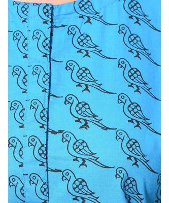 Blue Plain Cotton Stitched Kurti 4