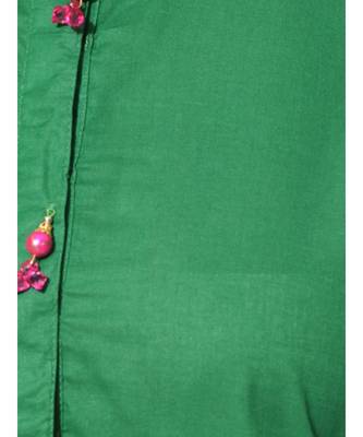 Green Plain Cotton Stitched Kurti 4