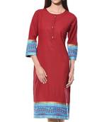 Maroon Plain Cotton Stitched Kurti