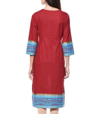 Maroon Plain Cotton Stitched Kurti 2