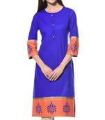 Blue Plain Cotton Stitched Kurti