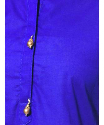Blue Plain Cotton Stitched Kurti 4