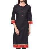 Black Plain Cotton Stitched Kurti