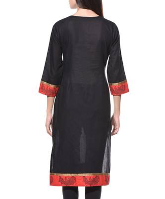 Black Plain Cotton Stitched Kurti 2