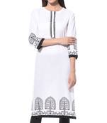 White Plain Cotton Stitched Kurti