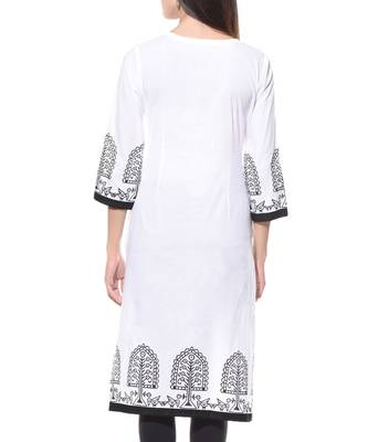 White Plain Cotton Stitched Kurti 2