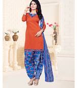 Brown printed Crepe unstitched salwar with dupatta