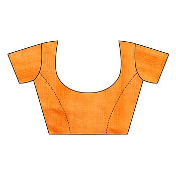 Orange printed khadi saree with blouse 5