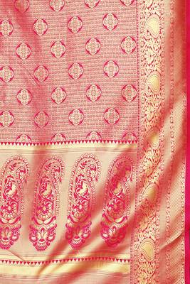 Pink woven banarasi saree with blouse 5