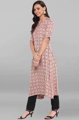 Janasya Multicolor printed rayon kurtis 3