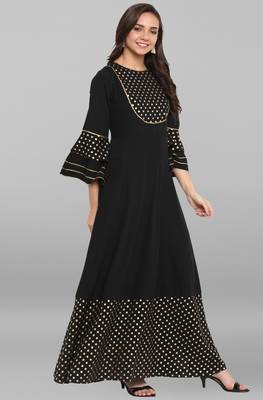 Black printed crepe kurtis 2